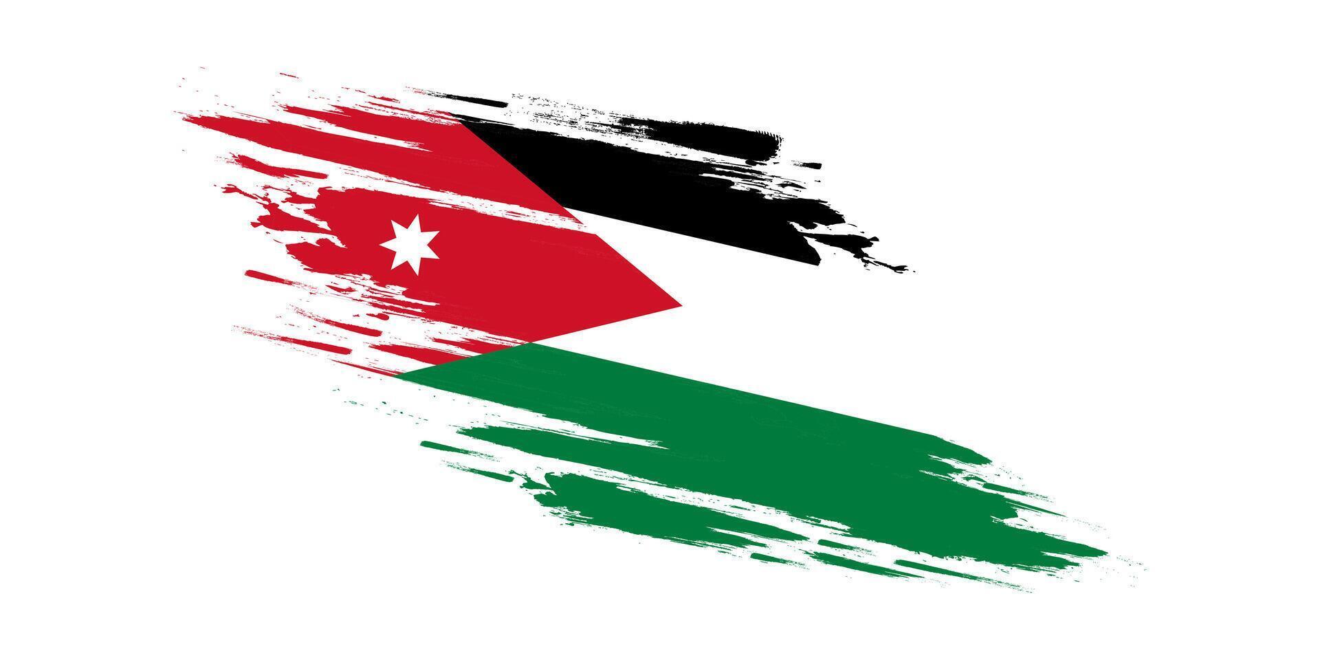 Jordânia bandeira dentro escova pintura estilo isolado em branco fundo vetor