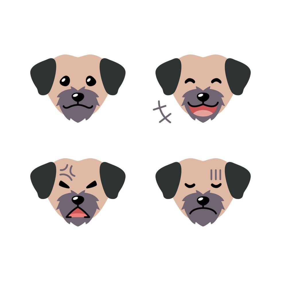 conjunto do personagem fofa cachorro rostos mostrando diferente emoções vetor