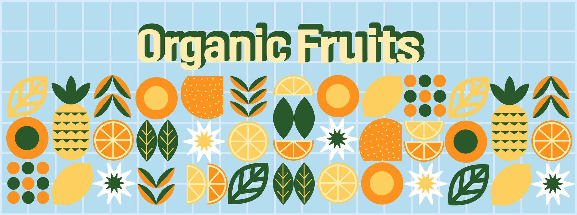 abstrato geométrico fruta padronizar. formas do natural orgânico flor plantas, eco-agricultura citrino. mínimo ilustração vetor
