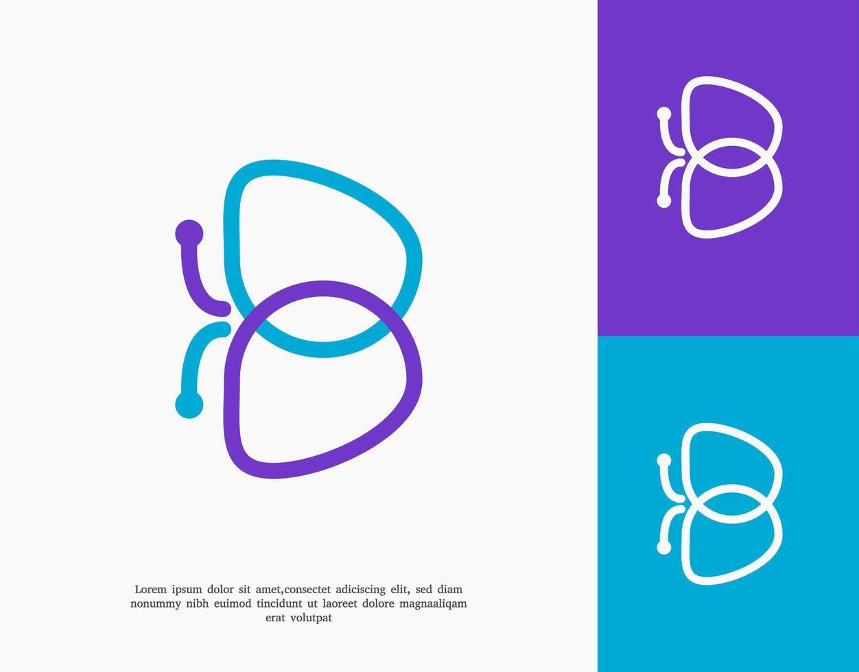 simples borboleta carta b logotipo Projeto modelo vetor