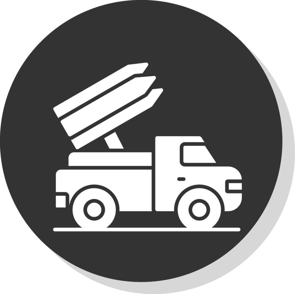 míssil caminhão glifo cinzento círculo ícone vetor