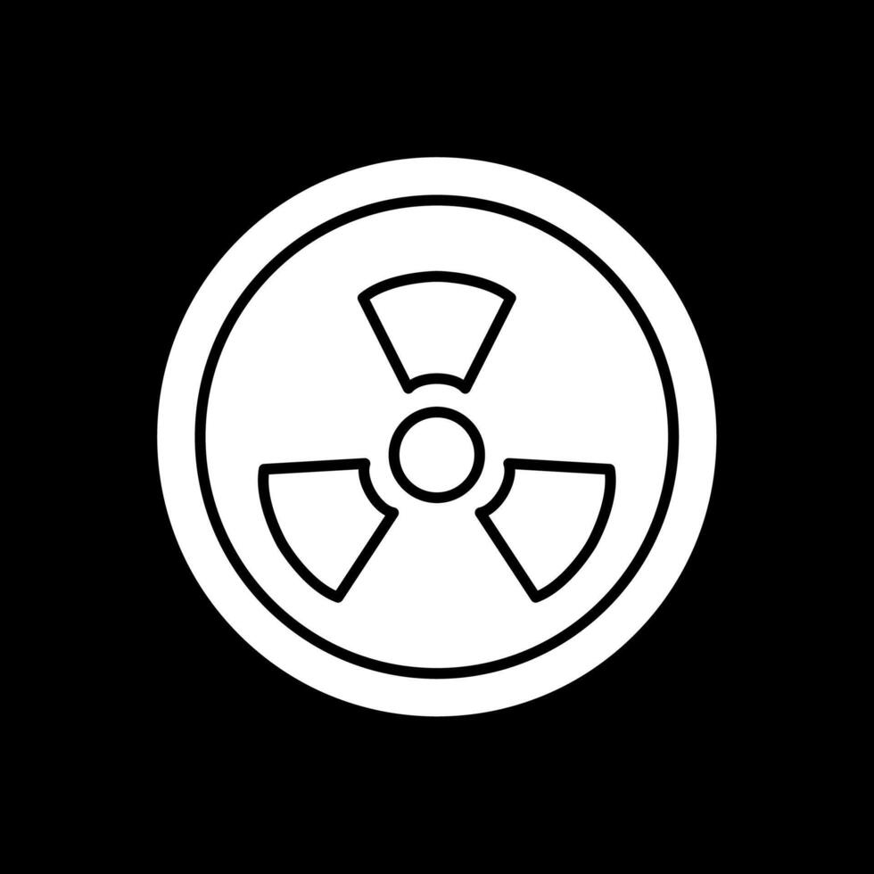 radioatividade glifo invertido ícone vetor