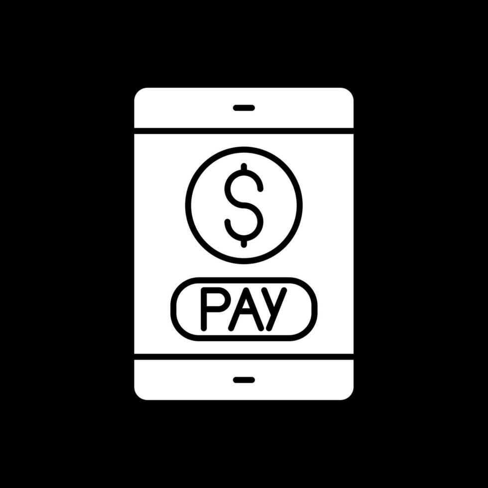 ícone invertido de glifo de pagamento móvel vetor