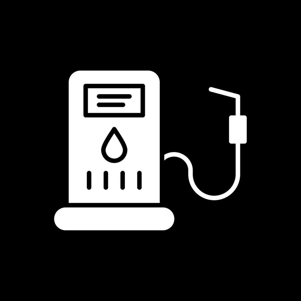 ícone invertido de glifo de posto de gasolina vetor