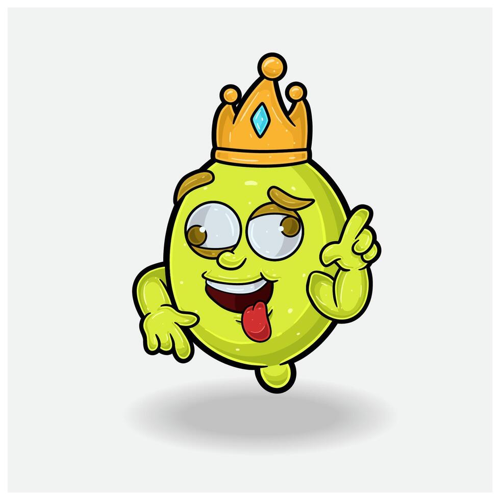 louco expressão com limão fruta coroa mascote personagem desenho animado. vetor
