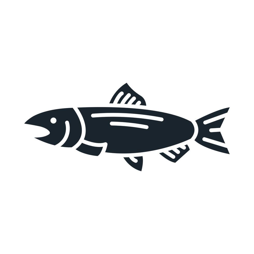 salmão plano ícone. peixe e frutos do mar. isolado ilustração vetor