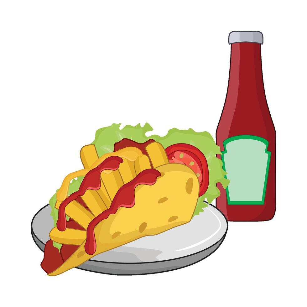 ilustração do taco com molho vetor