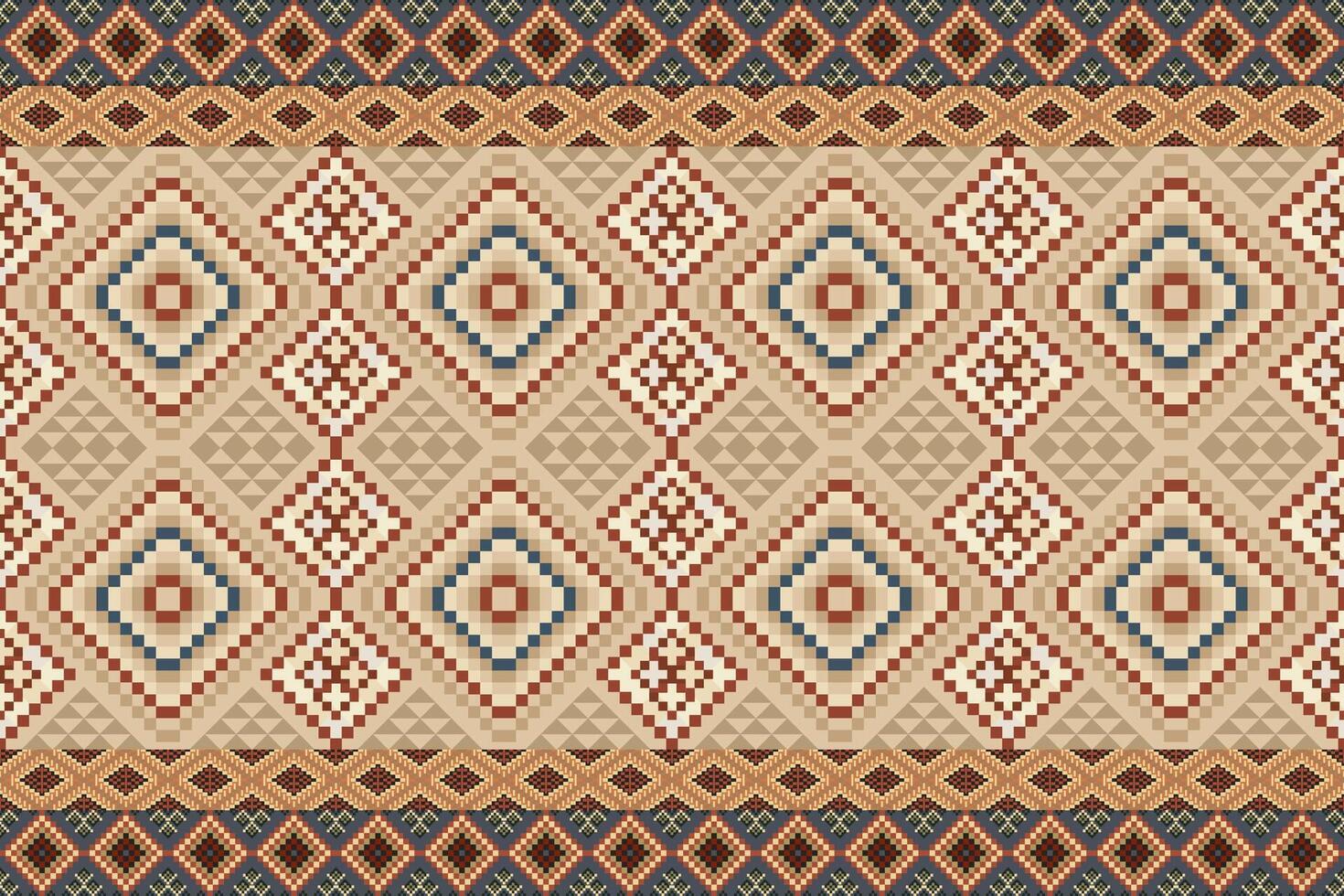 navajo tribal desatado padronizar. nativo americano ornamento. étnico sul ocidental decoração estilo. boho geométrico ornamento. pixel desatado padronizar. mexicano cobertor, tapete. tecido tapete ilustração. vetor