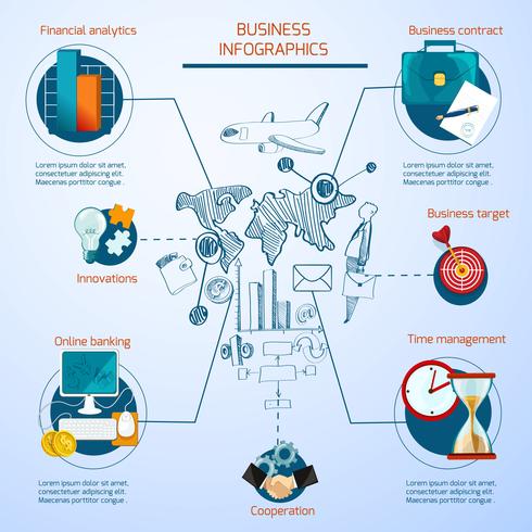 Conjunto de infográficos de negócios vetor