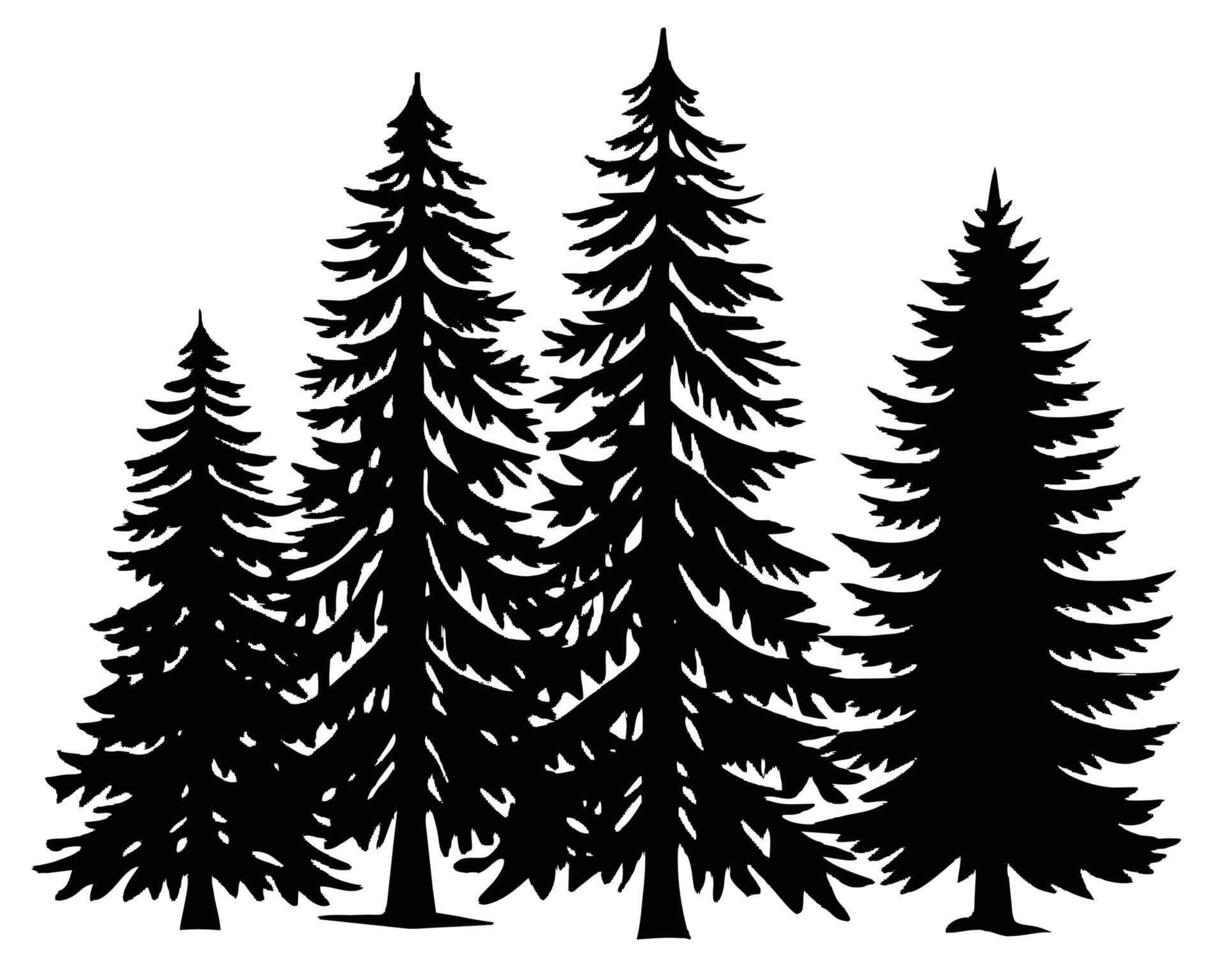 Preto abeto árvores inverno estação Projeto ilustração vetor