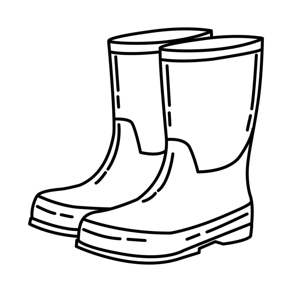 vetor de ícone de botas de borracha. doodle desenhado à mão ou estilo de ícone de contorno