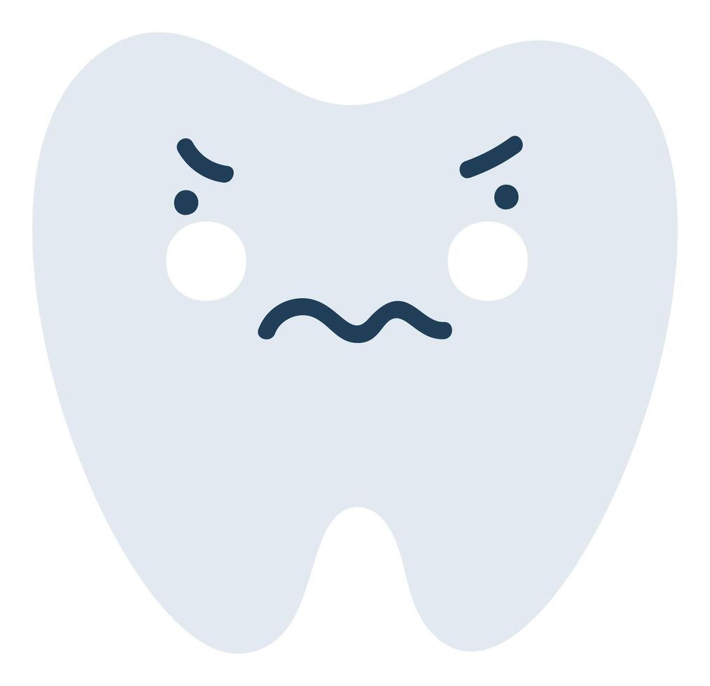 cinzento nervoso dente emoji ícone. fofa dente personagem. objeto remédio símbolo plano arte. desenho animado elemento para dental clínica projeto, poster vetor