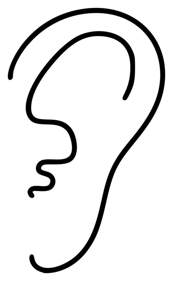 orelha, audição linha ícone, esboço sinal, linear estilo pictograma isolado em branco. símbolo, logotipo ilustração para ent médico vetor