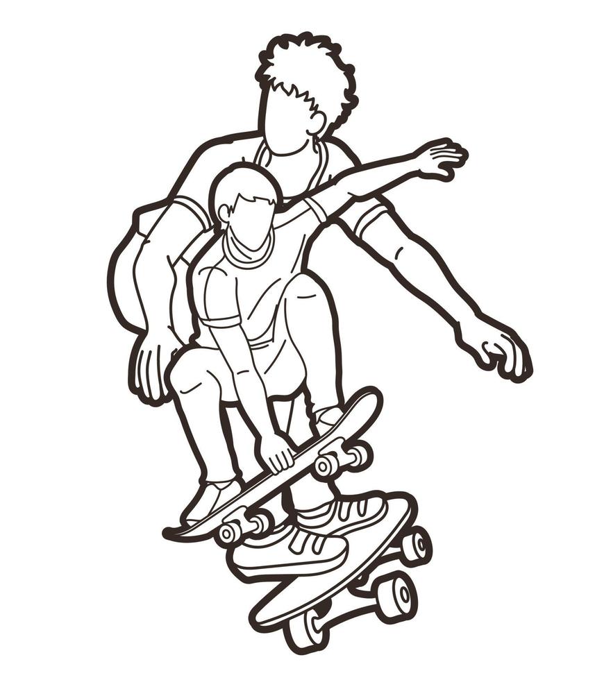 jogadores de skateboard vetor