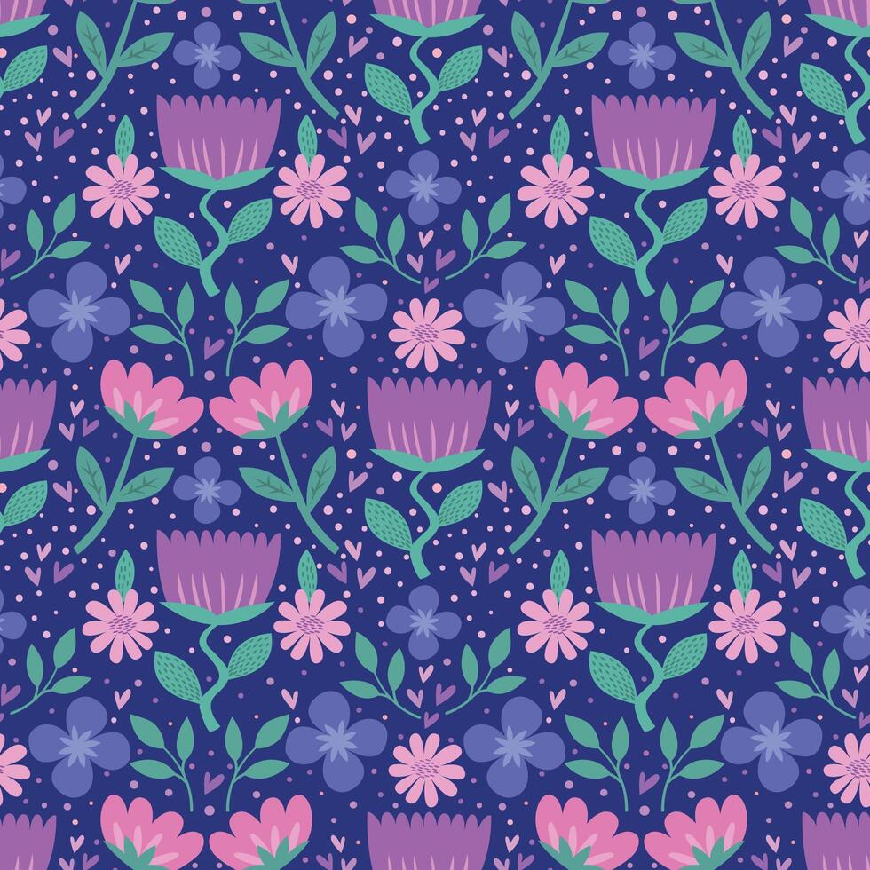 vintage desatado floral padronizar. fundo do flores em uma azul fundo. gráficos para impressão em superfícies e rede Projeto. vetor