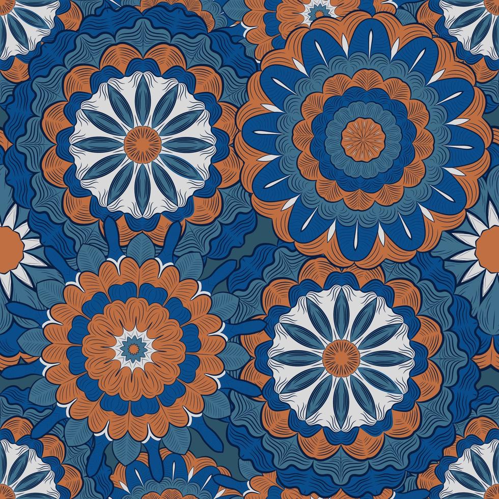 lindo azul padrão sem emenda. mandala art seamless pattern. arte de padrão criativo. vetor