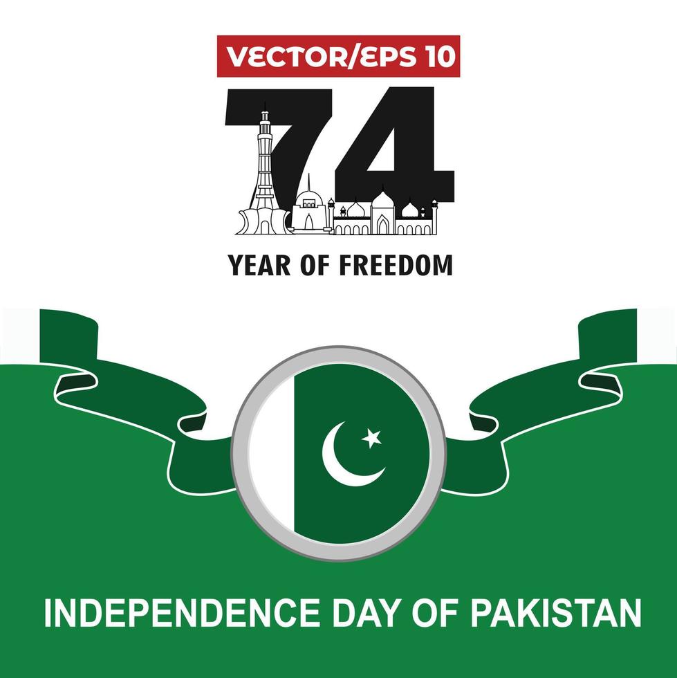 dia da independência do Paquistão, 74 anos de liberdade vetor