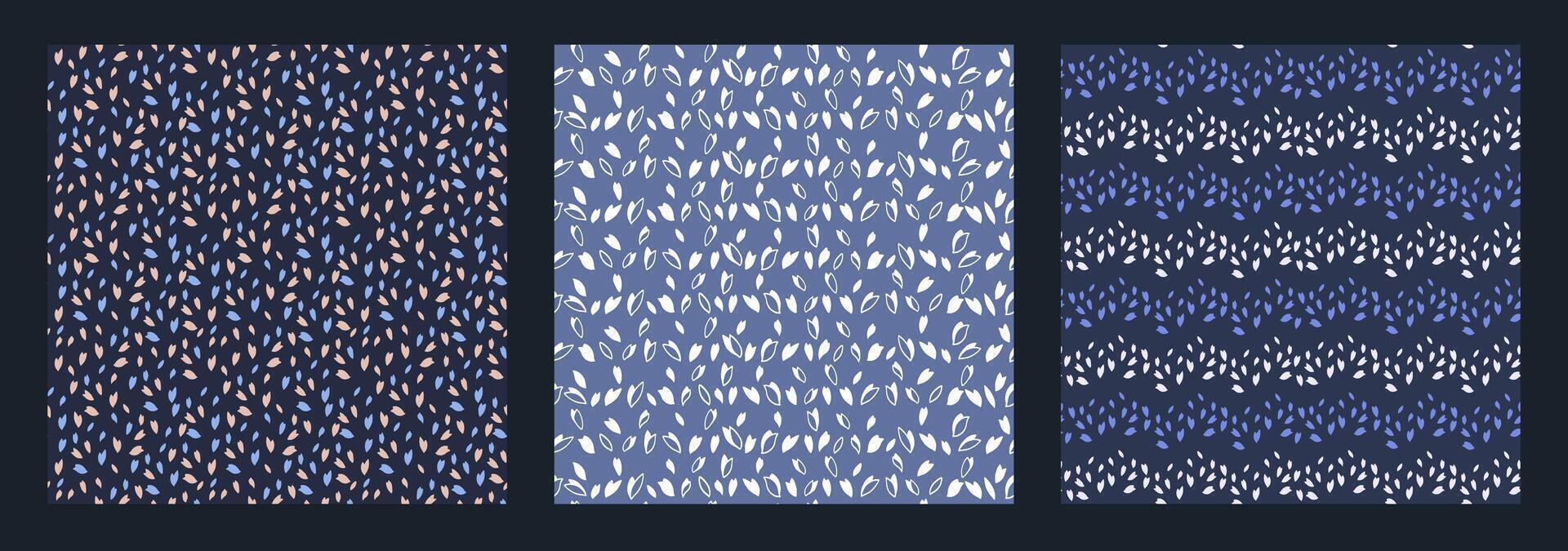 conjunto do abstrato quadrado padrões com formas polca pontos, gotas, losango, ziguezagues, listrado. mão desenhado esboço. na moda azul simples fundos texturas. modelos para projeto, têxtil, impressão vetor