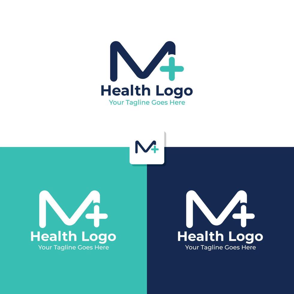 logotipo com a inicial carta m combinado com uma saúde ícone vetor