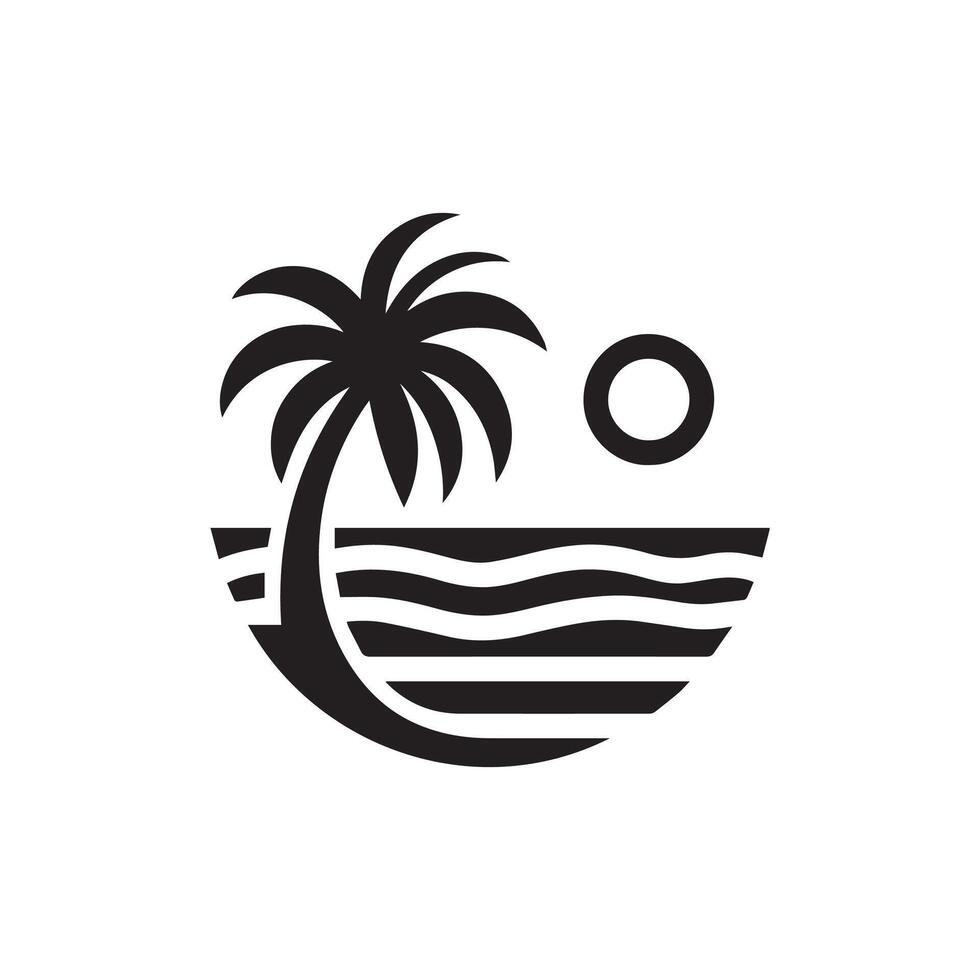 minimalista de praia logotipo em uma branco fundo vetor