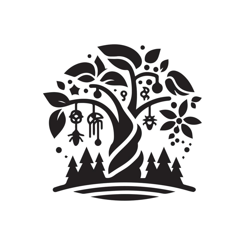 minimalista selva logotipo em uma branco fundo vetor