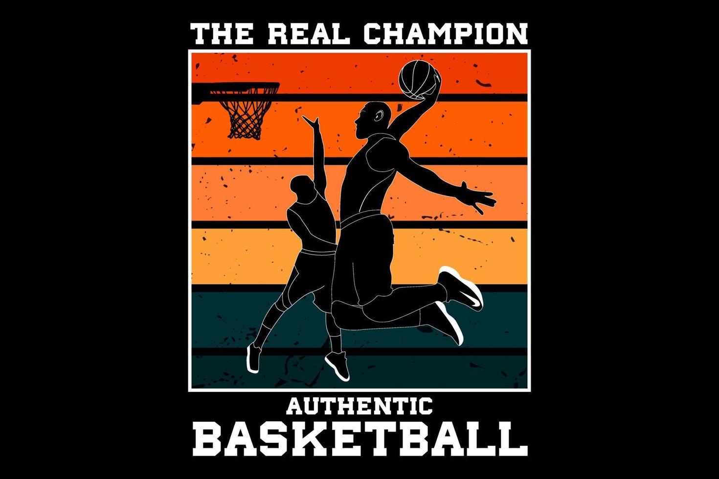 o verdadeiro campeão do basquete autêntico design retro vintage vetor