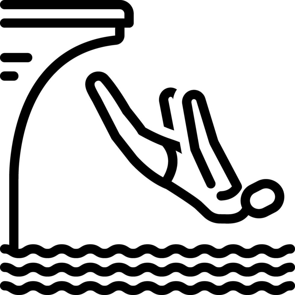 Preto linha ícone para mergulho vetor