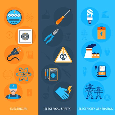 Conjunto de bandeiras de eletricidade vetor