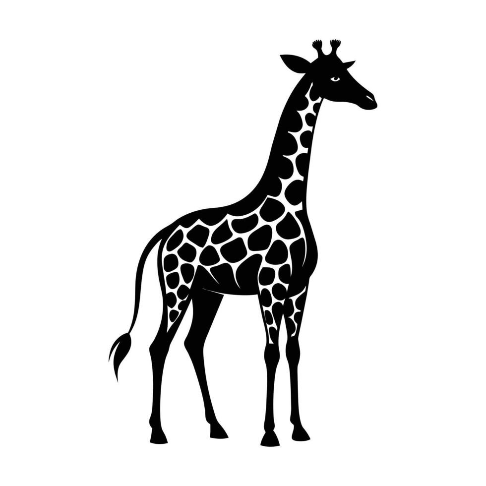 uma girafa com uma Preto e branco desenhando em branco fundo vetor