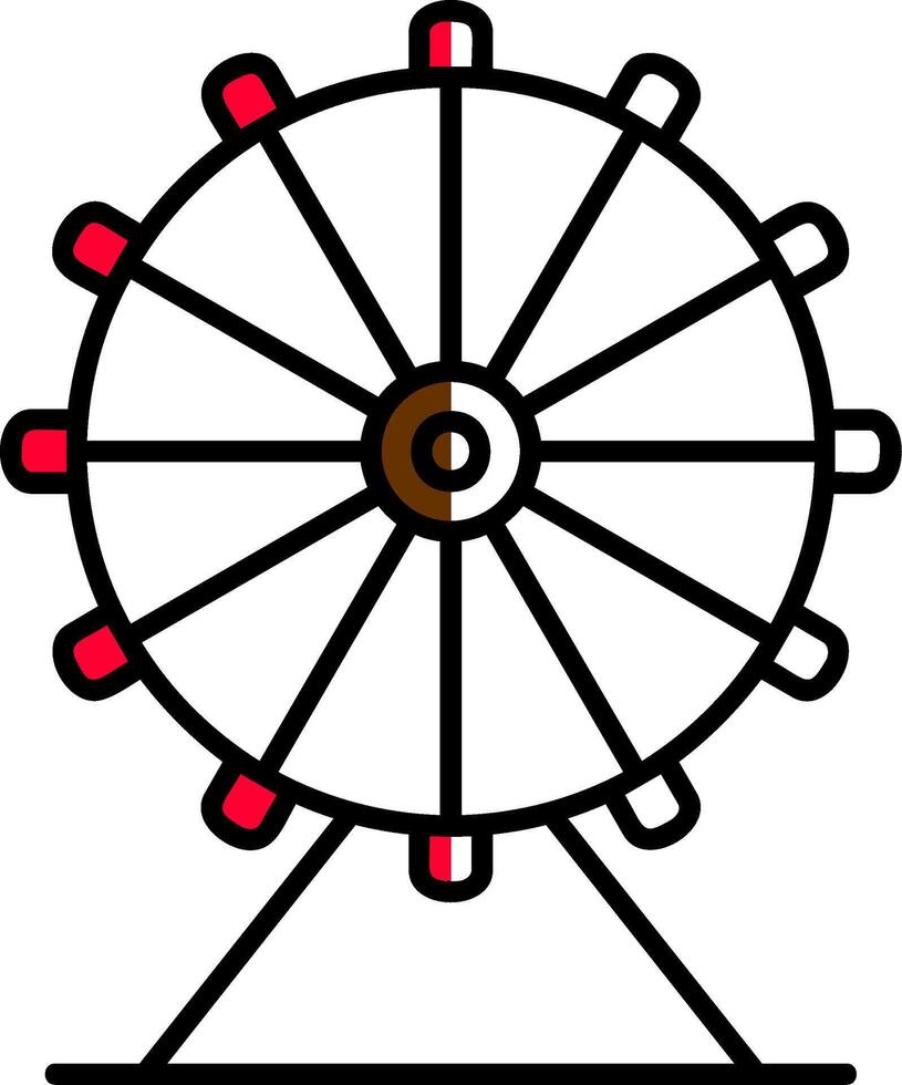 ferris roda preenchidas metade cortar ícone vetor
