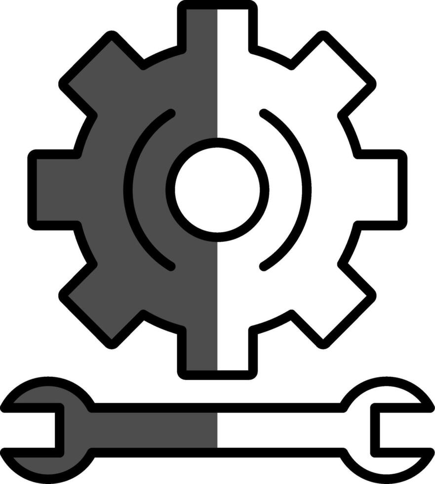 engrenagem preenchidas metade cortar ícone vetor
