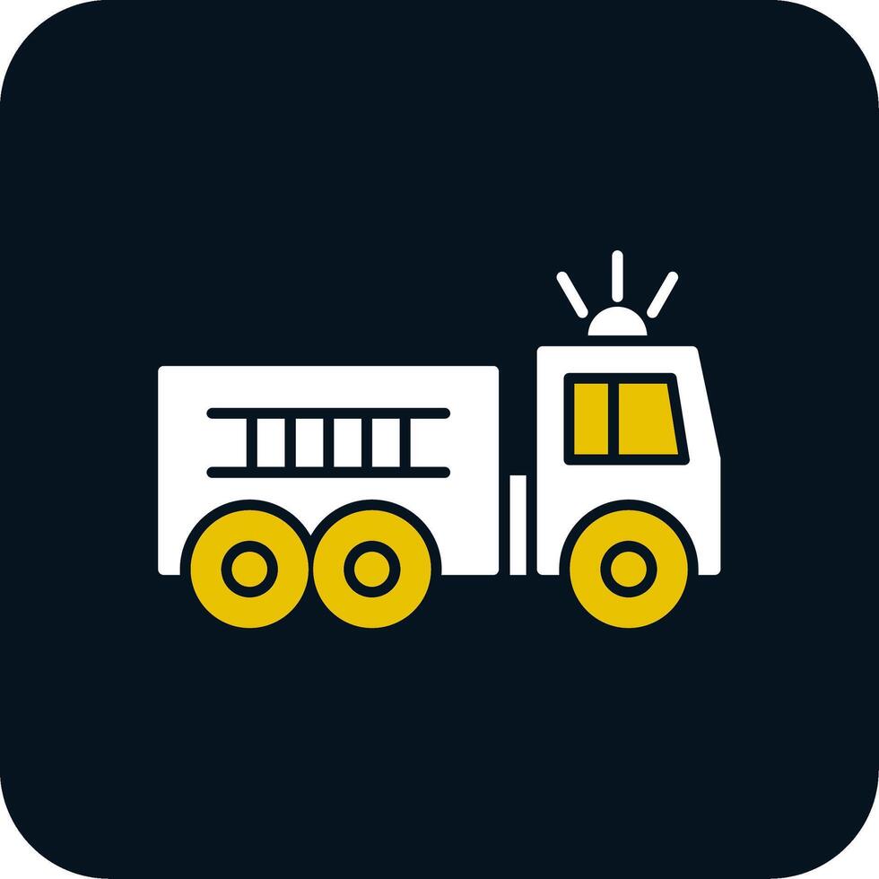 ícone de duas cores de glifo de caminhão de bombeiros vetor