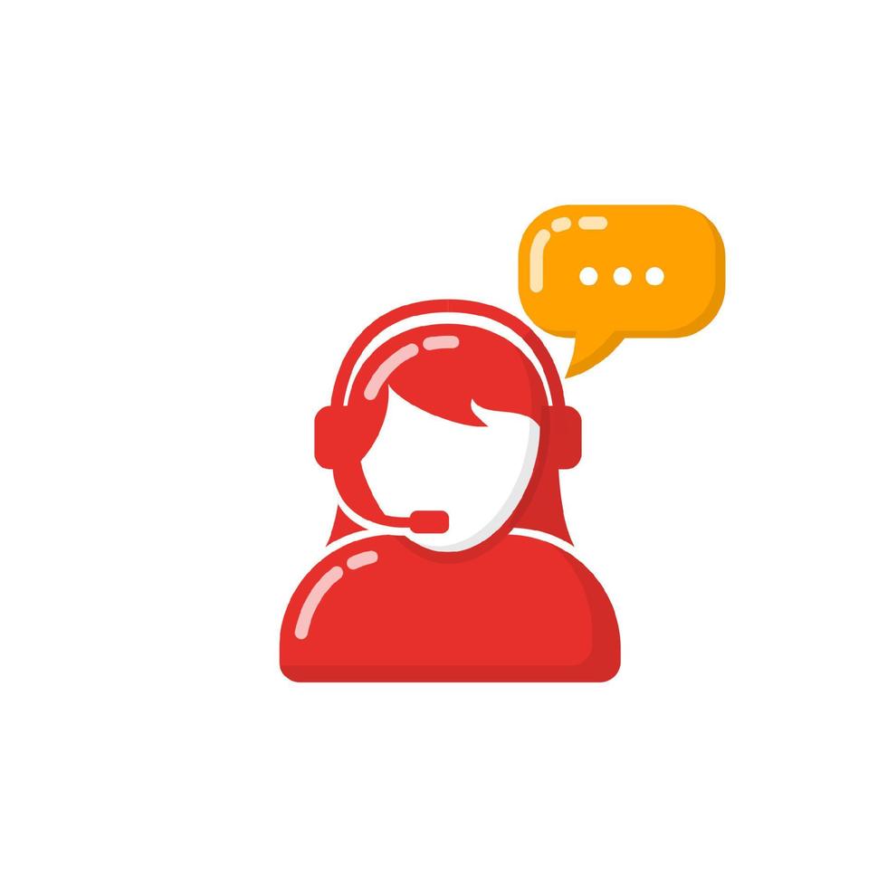 suporte ao cliente ou agente de atendimento ao cliente com designs de ícone de vetor plana de fone de ouvido