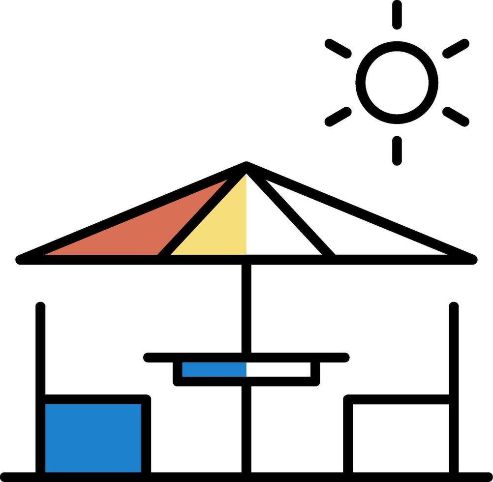 terraço preenchidas metade cortar ícone vetor