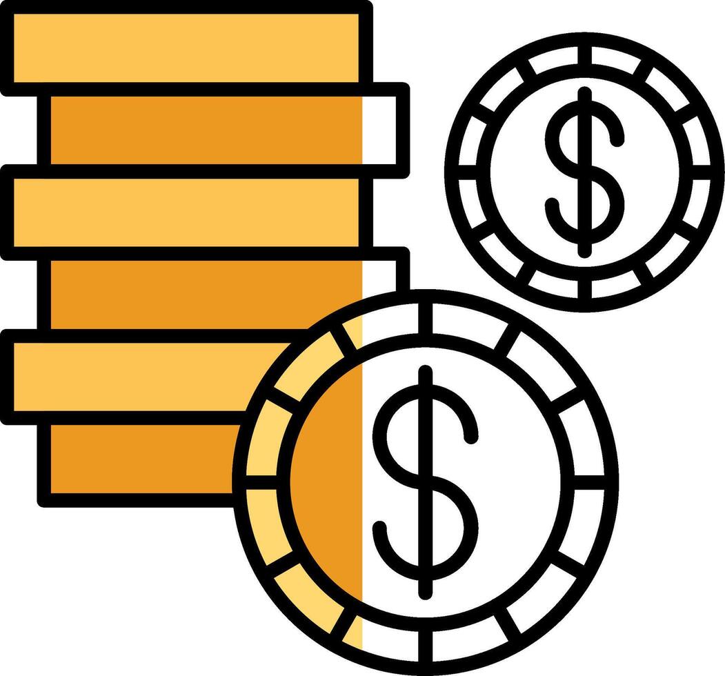 moeda preenchidas metade cortar ícone vetor
