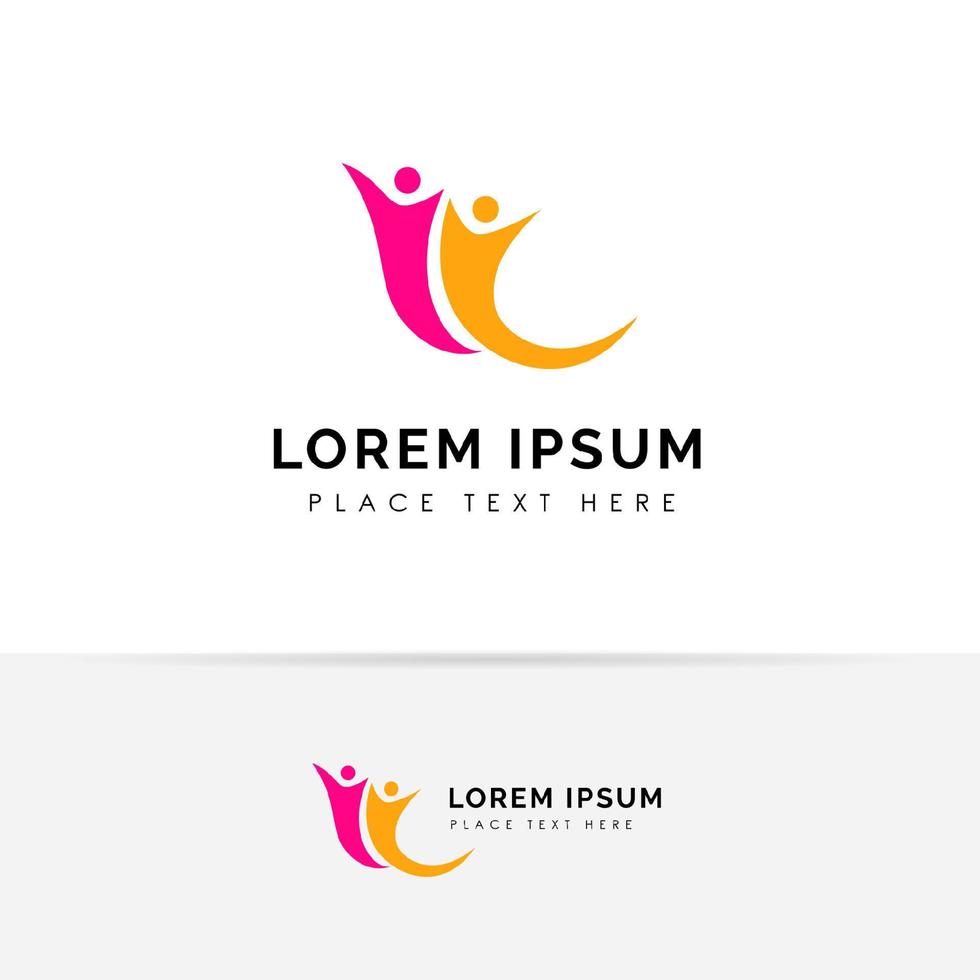 trabalho em equipe e vetor de design de logotipo da comunidade. modelo de design de logotipo para adoção e rede social