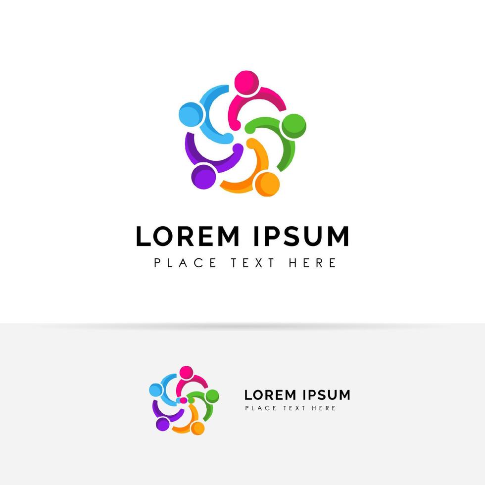 trabalho em equipe e vetor de design de logotipo da comunidade. modelo de design de logotipo para adoção e rede social