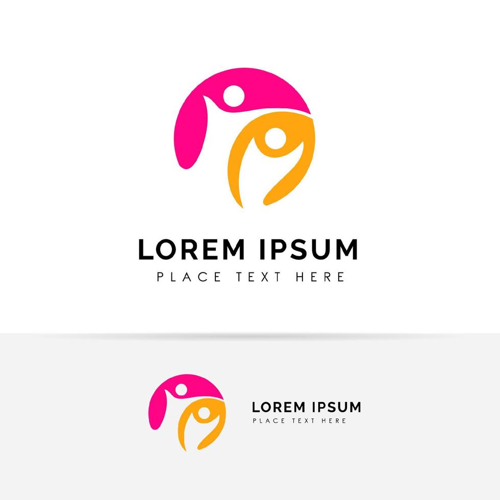 trabalho em equipe e vetor de design de logotipo da comunidade. modelo de design de logotipo para adoção e rede social