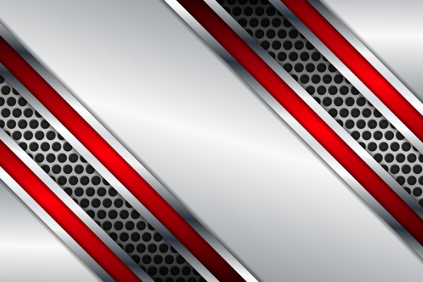 fundo abstrato moderno diagonal metálico vermelho brilhante camada branca sobreposta vetor