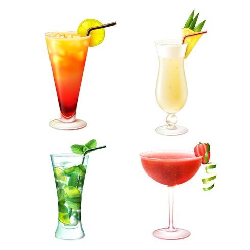 Cocktail conjunto realista vetor