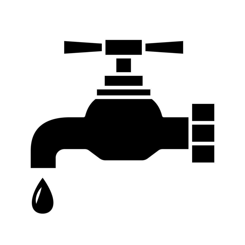 toque no ícone. torneira com gota d'água no estilo glifo. ícone da linha de abastecimento de água para infográfico, site ou aplicativo. vetor