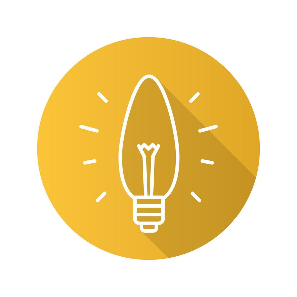 lâmpada economizadora de energia. ícone de sombra longa plana linear. lâmpada de economia. símbolo de linha de vetor
