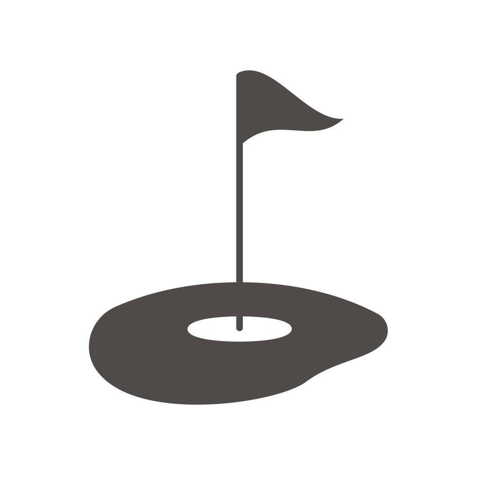 ícone do campo de golfe. símbolo da silhueta. bandeira no buraco. ilustração isolada do vetor