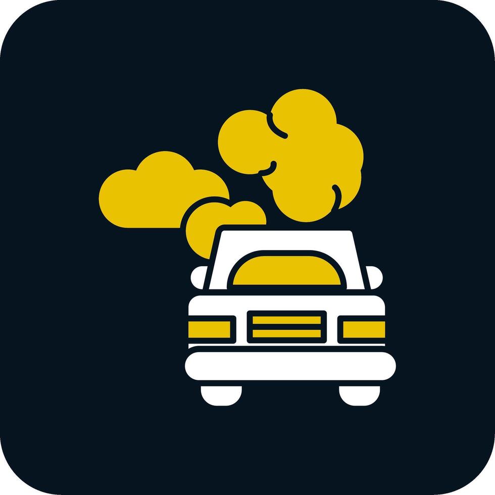 ícone de duas cores de glifo de poluição de carro vetor