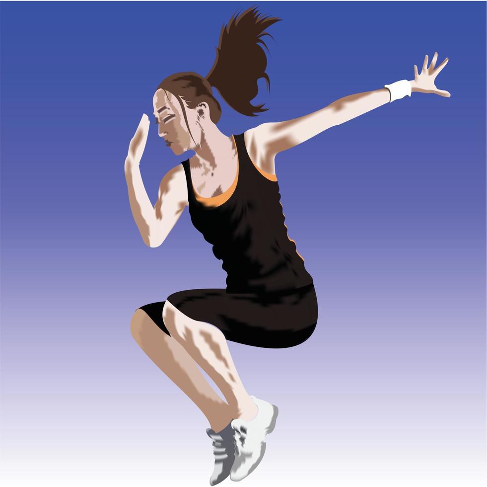ilustração de arte garota atlética pulando no ar vetor