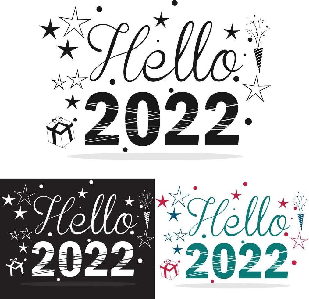 Olá 2022, adeus design da tipografia 2021. vetor