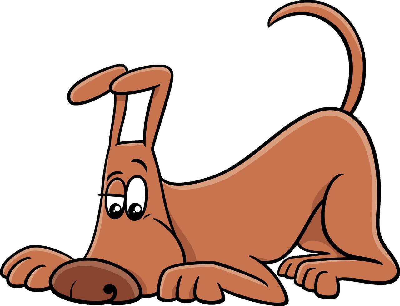 engraçado desenho animado cheirando Castanho cachorro quadrinho animal personagem vetor