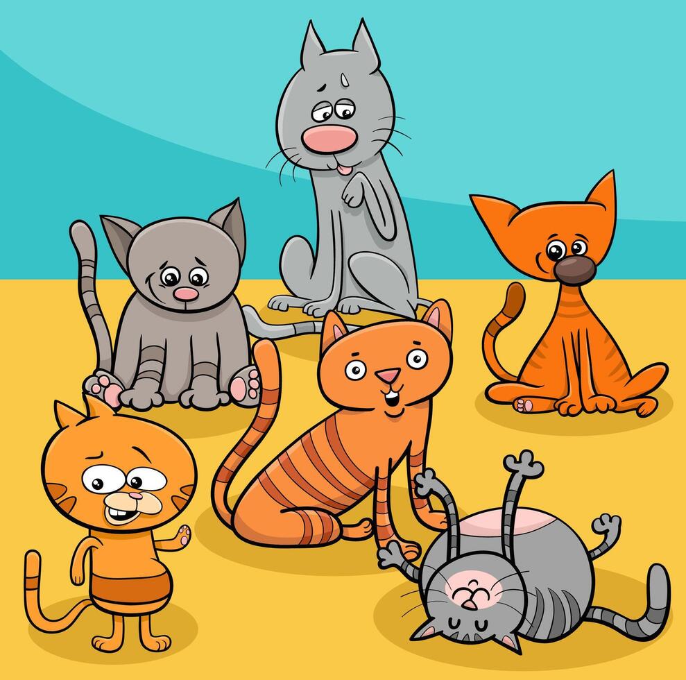 gatos personagens animais em casa ilustração dos desenhos animados vetor