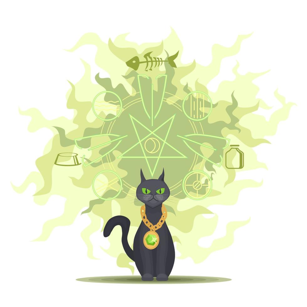 gato feiticeiro médio causou sinais mágicos vetor
