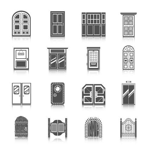 Conjunto de ícones de porta vetor